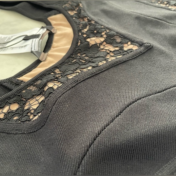 BCBG MAXAZARIA BLACK CROP TOP SZ SMALL S LACE LINED ZIPPER NEW HOLIDAY PARTY - Picture 6 of 7